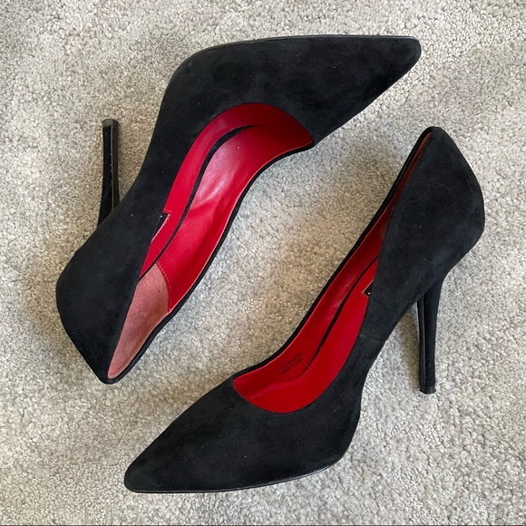 Charles Jourdan Paris Black Suede Pointed Toe High Heel Pumps EUC Size 8.5 - Picture 2 of 9